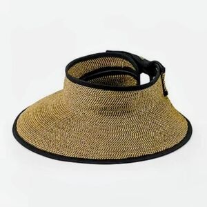 SUNDAY Afternoons UPF 50+ Tan/Black Tweed Garden Oversized Visor Back Bow Velcro